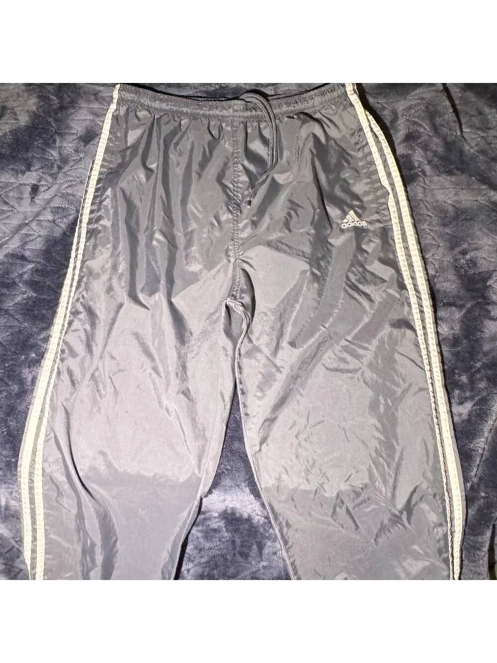 Vintage 90s/Y2K Adidas Nylon Track Pants Grey - Size L